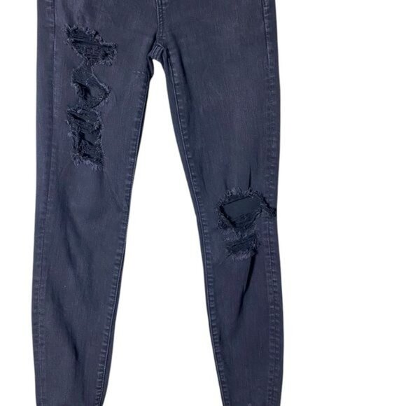American Eagle AE Women’s Next Level Stretch Jeggings Size 0 Black Destr… - Picture 3 of 7